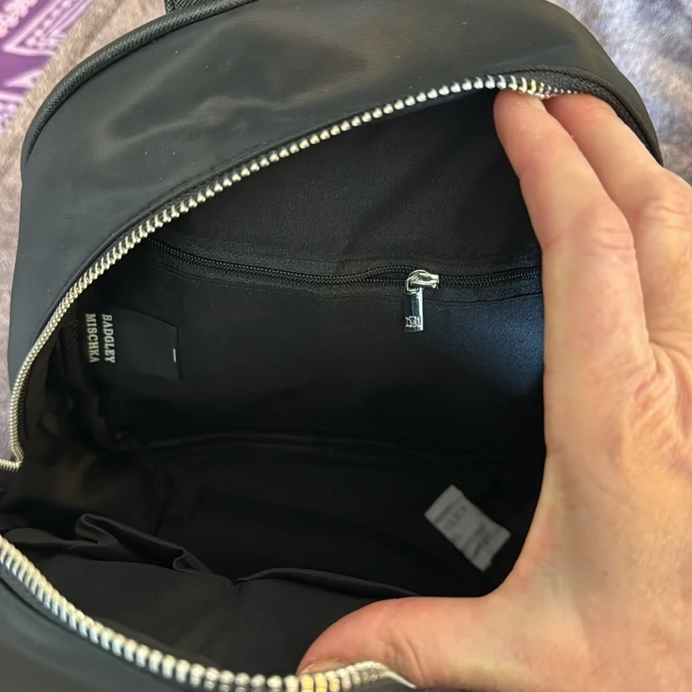Badgley Mischa Black Backpack with Silver Accents